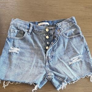 PacSun Blue High-Waisted Distressed Denim Shorts